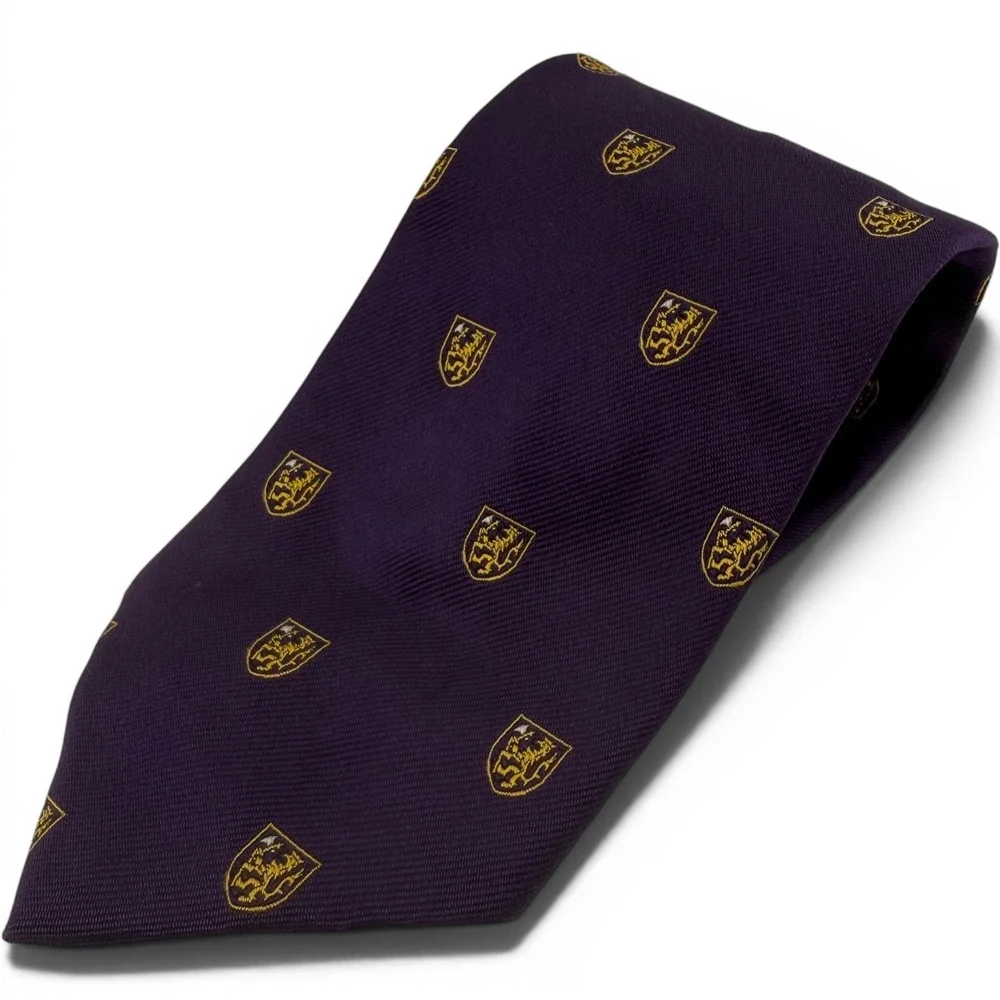 Vintage Polo Ralph Lauren Purple Silk Repp Tie Crested Lion Emblematic Italy
